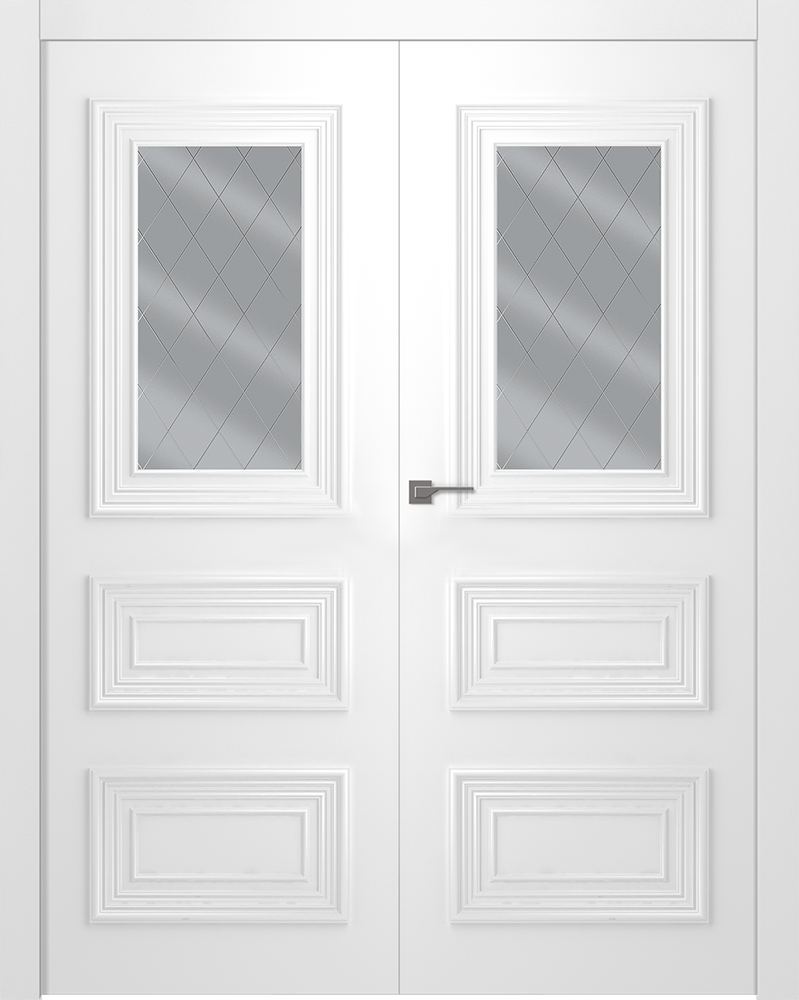 Дверное Полотно Пвдощ "Палаццо 3/1" Эмаль Белый 2,0-0,8 Smart Core Со Стеклом Мателюкс Белый Витраж Рис. 39 Распашная двойная