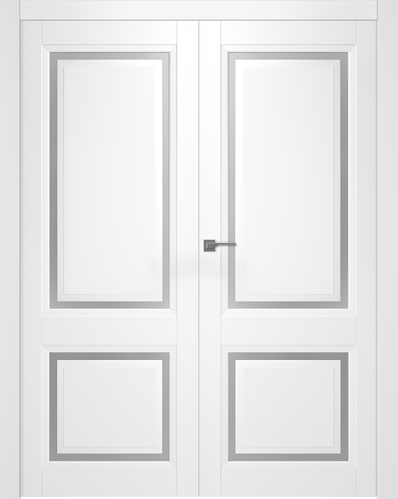 Дверное Полотно Пвдчф "Аурум 2" Эмаль Белый 2,0-0,6 Со Стеклом Мателюкс Белый Каленый Распашная двойная