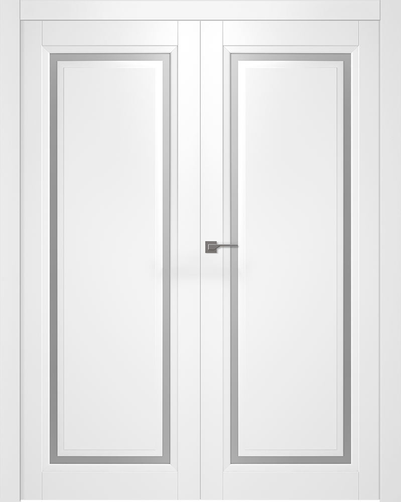Дверное Полотно Пвдчф "Аурум 1" Эмаль Белый 2,0-0,6 Со Стеклом Мателюкс Белый Каленый Распашная двойная