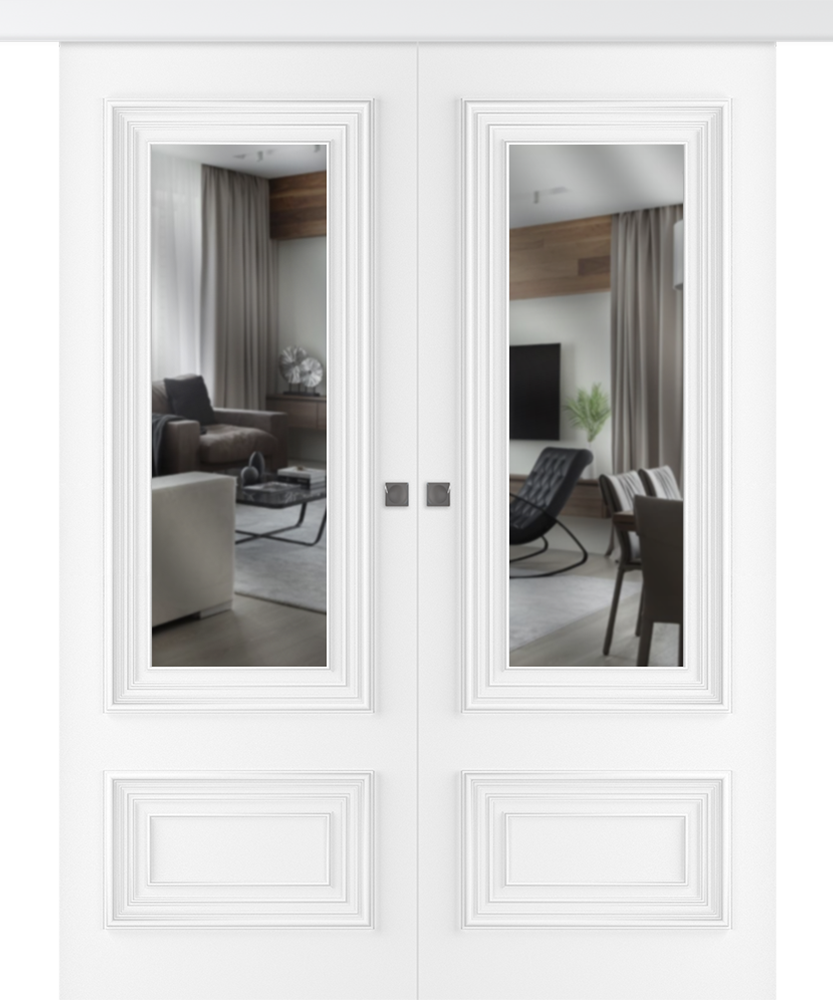 Дверное Полотно Пвдгщ "Палаццо 2" Эмаль Белый 2,0-0,7 Smart Core С Зеркалом Купе двойное
