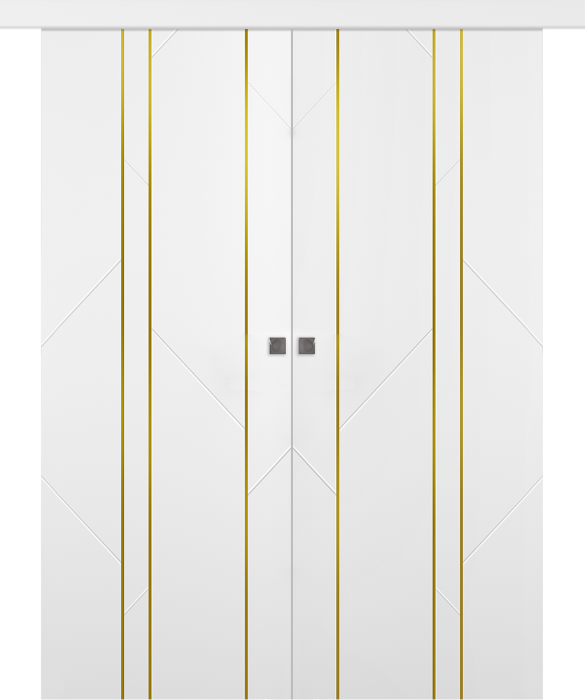 Дверное Полотно Пвдгщ "Флекс 1" Эмаль Белый 2,0-0,8 Smart Core С Молдингом Золото Купе двойное