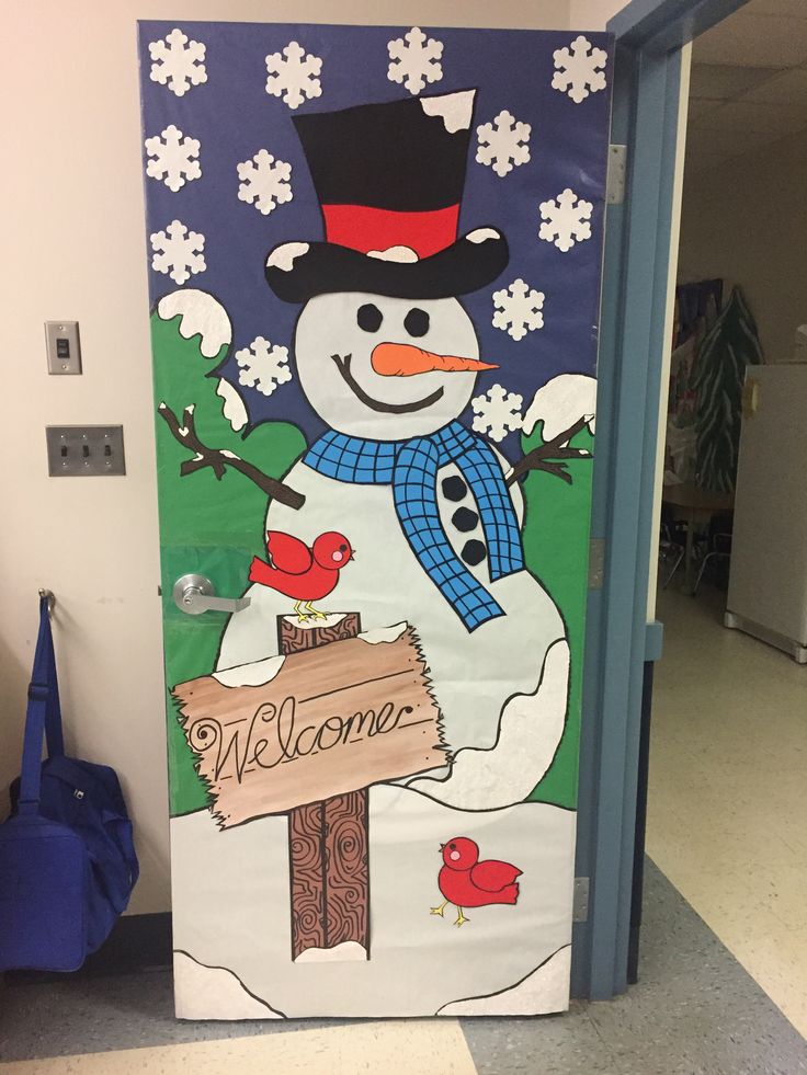 наклейка снеговика на двери