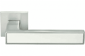 DIY MH-48-S6 SC/W, ручка дверная на квадратной розетке 6мм, цвет - мат.хром/белый фото