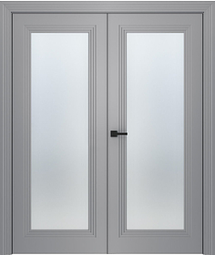 Дв.полотно Пвдощ "Левел 1" Эмаль Светло-Серый 2,0-0,8 Мателюкс Белый Каленый Распашная двойная