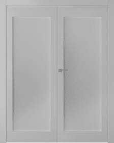 Дв.полотно Пвдощ "Кремона 1" Эмаль Светло-Серый 2,0-0,7 Мателюкс Белый Каленый Распашная двойная