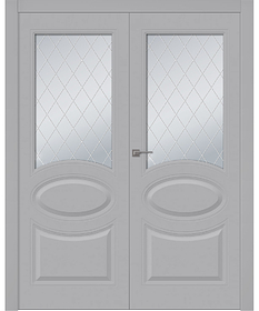 Дв.полотно Пвдощ "Элина" Эмаль Светло-Серый 2,0-0,8 Мателюкс Белый Витраж Рис39 Распашная двойная