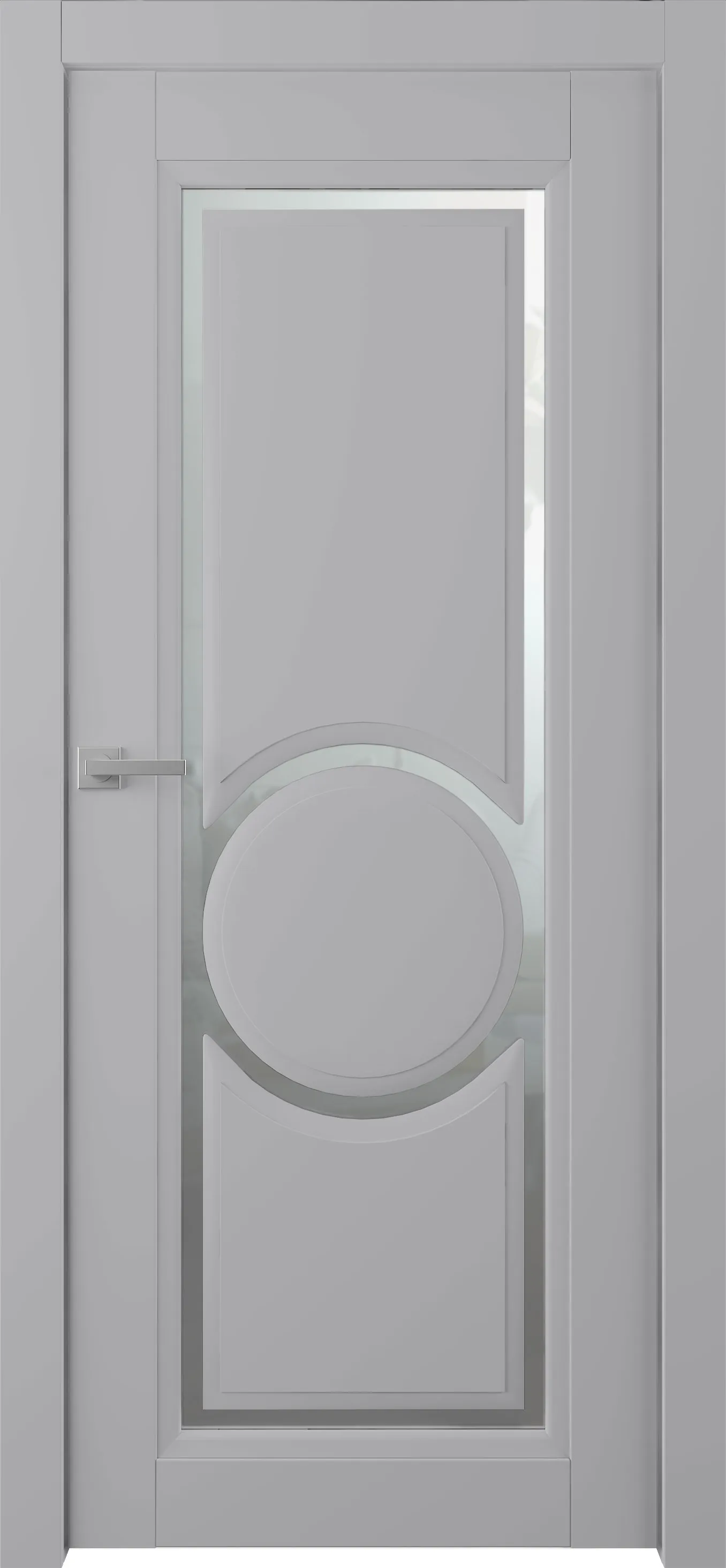 Дверное Полотно Пвдчф "Аурум 3R" Эмаль Светло - Серый 2,0-0,6 Со Стеклом Мателюкс Белый Каленый Распашная